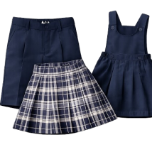 School skirts and pinafores manufactured in Tirupur by Ajna Clothings for comfortable student uniforms and school identity