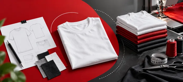 t-shirt-manufacturing-process-in-tirupur-ajna-clothings.webp T shirt manufacturing process in Tirupur showing custom T-shirt design, fabric selection, stitching and finished garments by Ajna Clothings.